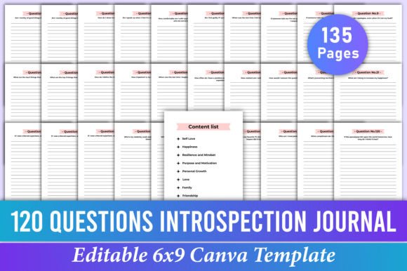 120 Questions Introspection Journal for Self-Discovery