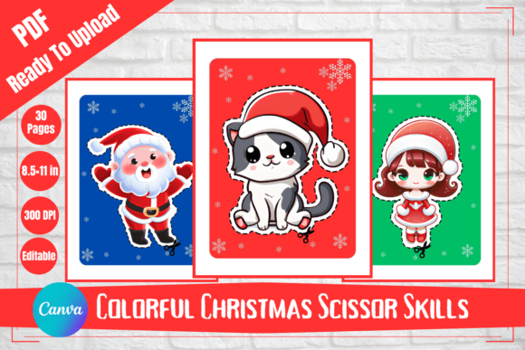 Colorful Cutting Christmas Scissor Skills for Kids