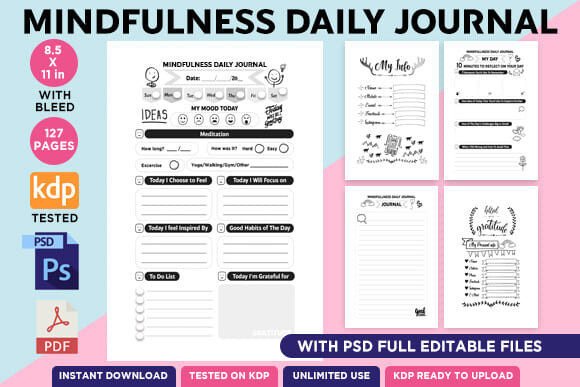 KDP Editable Mindfulness Journal 2024 for Mindful Living